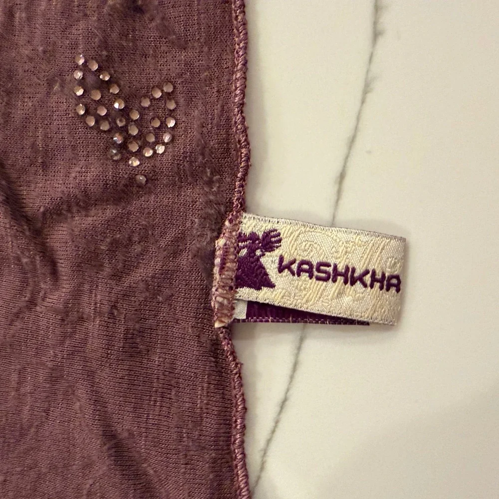 Kashkha Embellished Hijab Scarf‎ Wrap Shawl Sheer Mauve Purple Rhinestone
